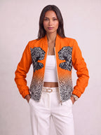 Women's Baroque Print Zip Bomber Jacket – Oversized Winter Streetwear-Solatiq