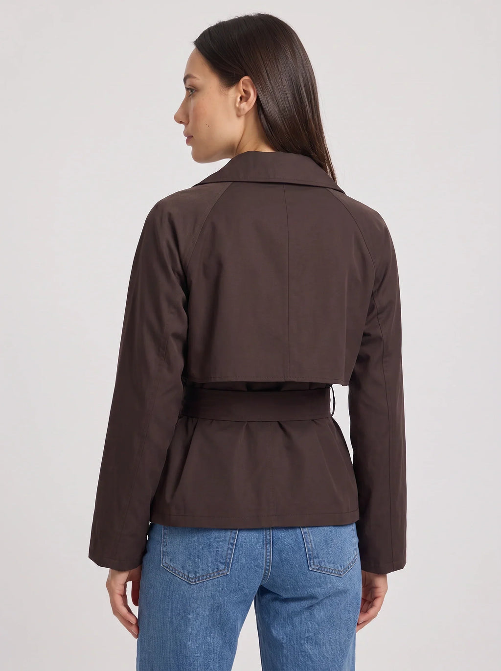 Women's Cropped Belted Trench Jacket-Solatiq