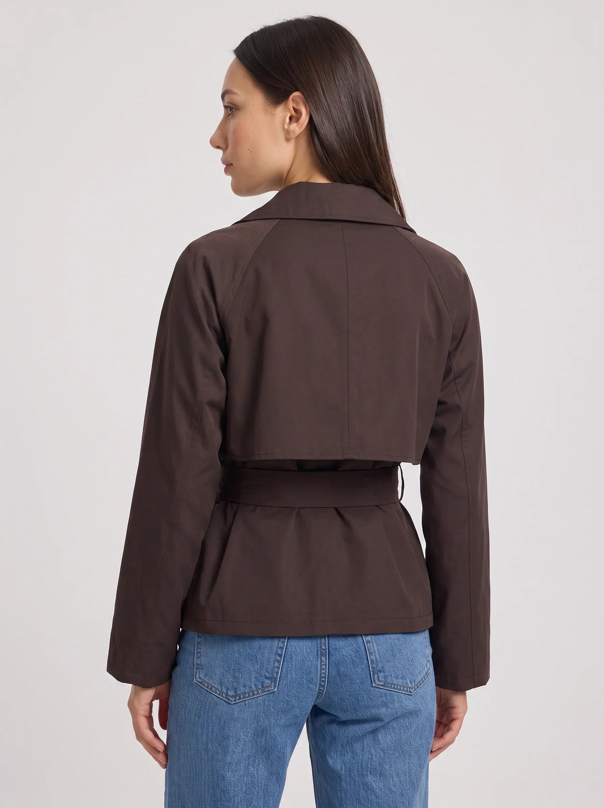 Women's Cropped Belted Trench Jacket-Solatiq