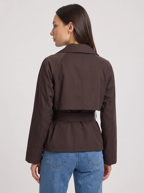 Women's Cropped Belted Trench Jacket-Solatiq