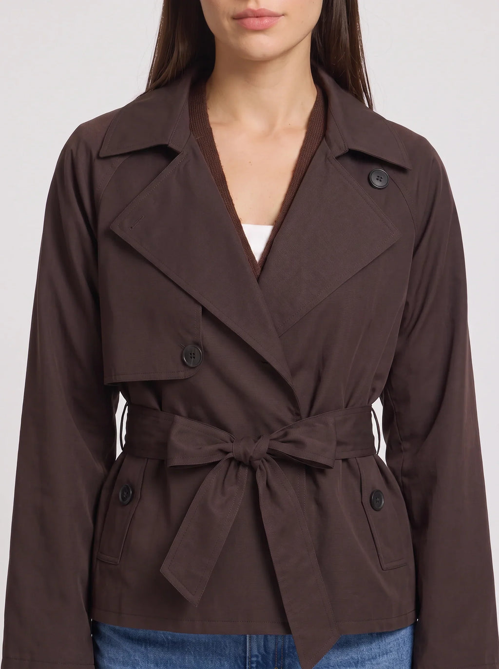 Women's Cropped Belted Trench Jacket-Solatiq