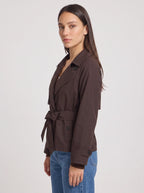 Women's Cropped Belted Trench Jacket-Solatiq
