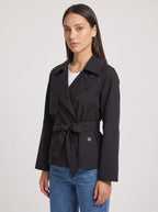Women's Cropped Belted Trench Jacket-Solatiq
