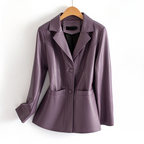 Women's Longline Faux Leather Blazer-Solatiq