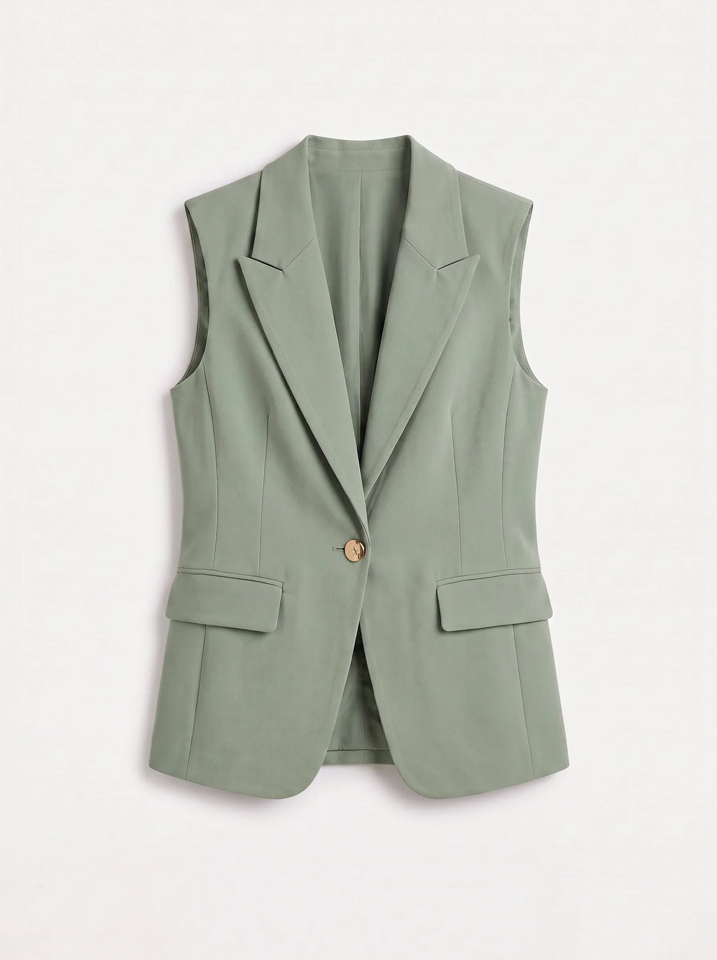 Women's Sleeveless Notch Collar Tailored Office Summer Blazer-Solatiq