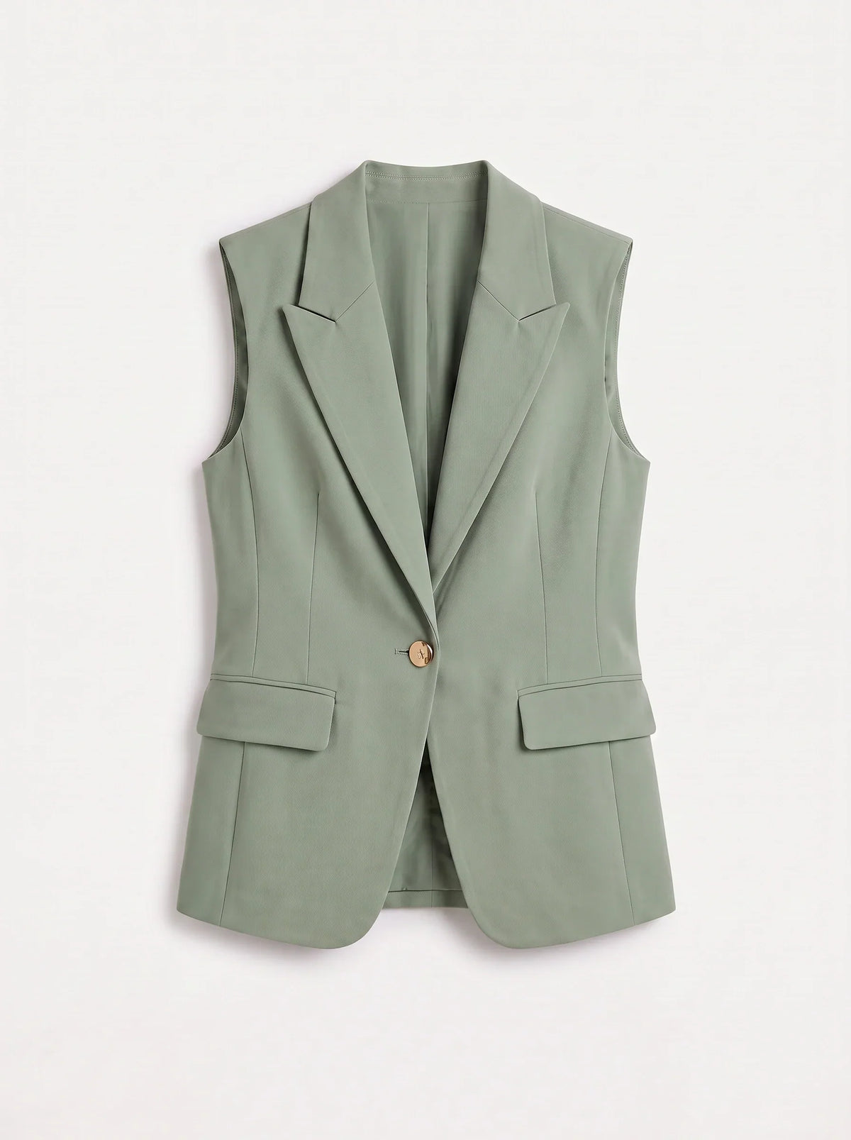 Women's Sleeveless Notch Collar Tailored Office Summer Blazer-Solatiq